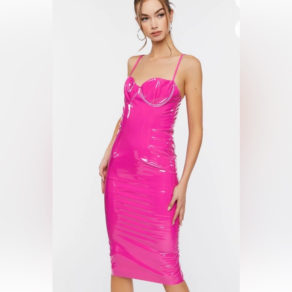 COPY - NWT hot pink Faux Leather Midi Dress bought from from Forever 21 sixe s